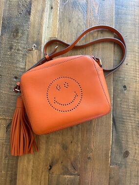 Anya Hindmarch Orange Perforated Smiley Crossbody